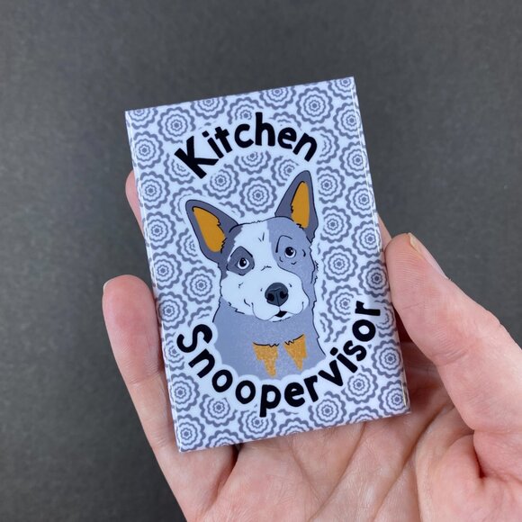 Australian Cattle Dog Kitchen Snoopervisor Magnet, Handmade 2x3" Gift - Picture 4 of 8